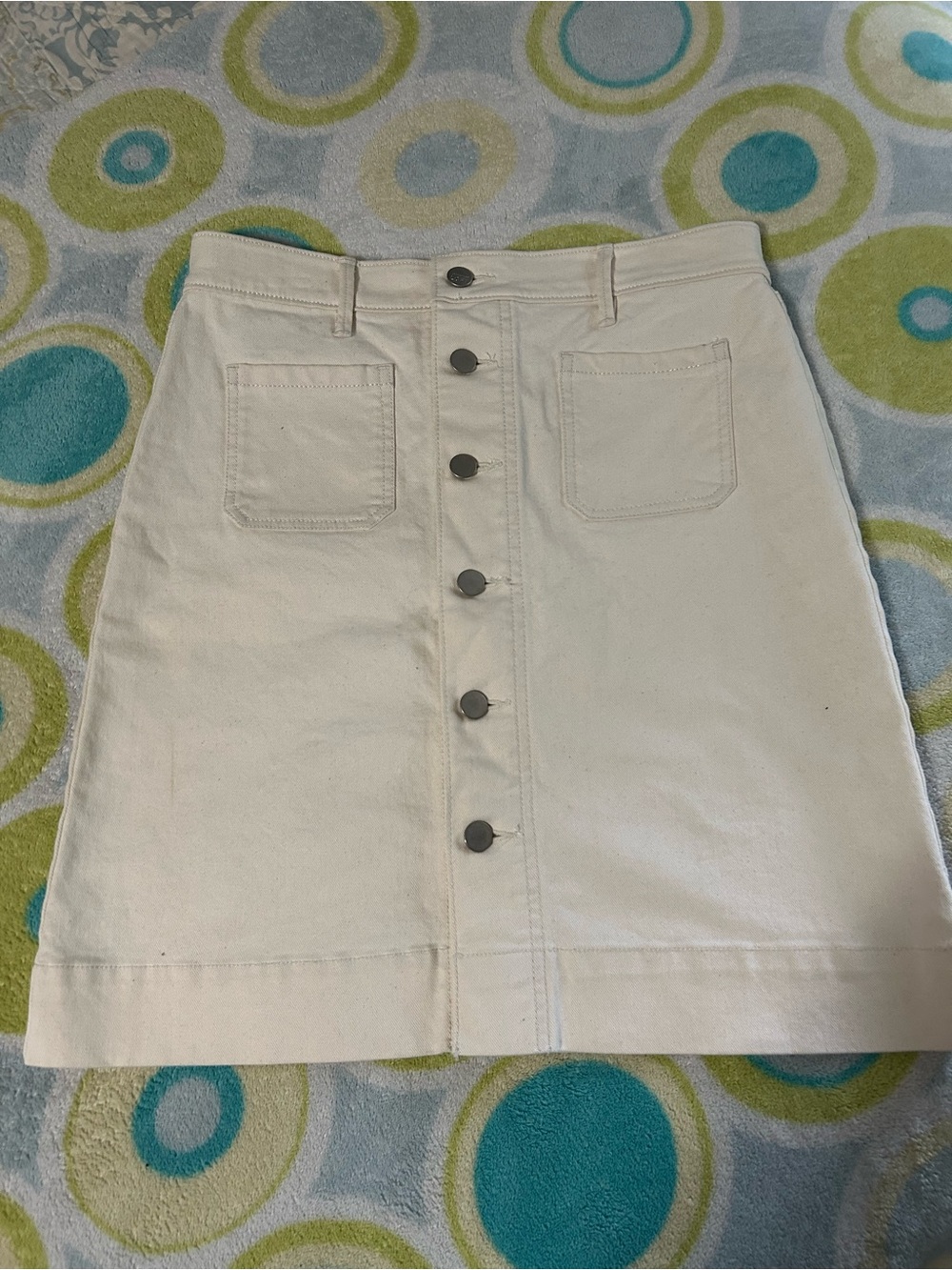 Ann Taylor Lift Size 2 Cream Button-Front A-Line Mini Skirt
